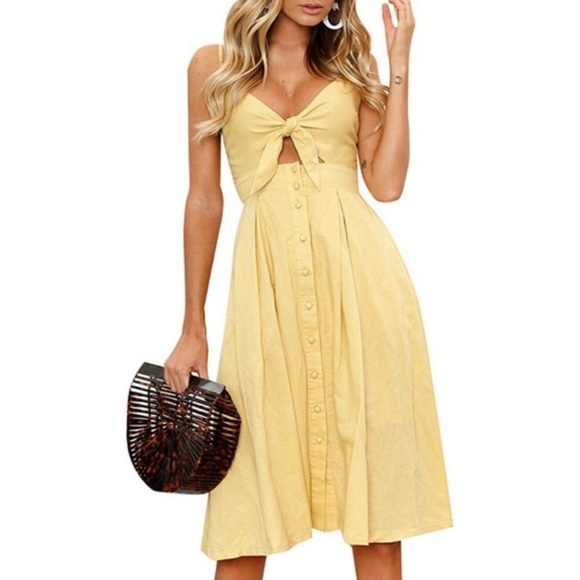 pale yellow midi dress
